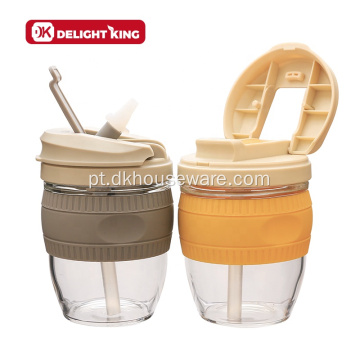 Xícara de café de vidro reutilizável personalizada e portátil